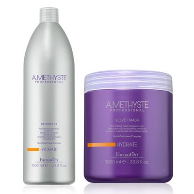 FarmaVita-Farmavita Amethyste Hydrate Shampoo 1000ml + Mask 1000ml Maschera kit nutriente-38,99 €