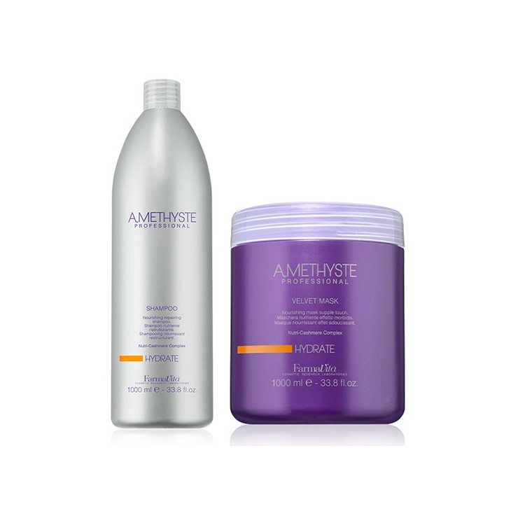 FarmaVita-Farmavita Amethyste Hydrate Shampoo 1000ml + Mask 1000ml Maschera kit nutriente-38,99 €