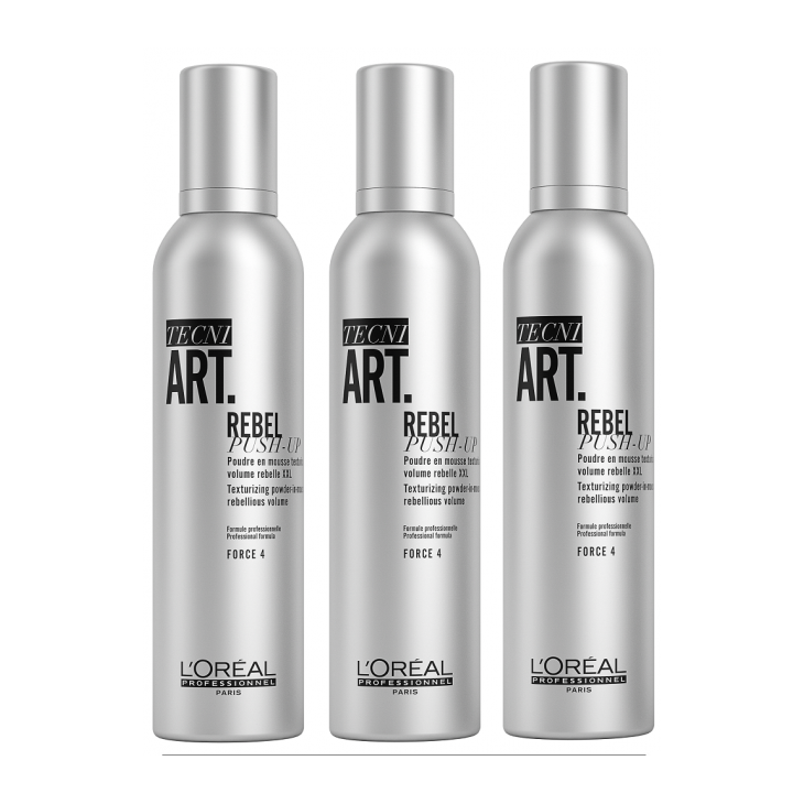 L'oreal-3 pezzi L'oreal tecni art rebel push-up 250ml polvere in mousse volumizzante-35,99 €