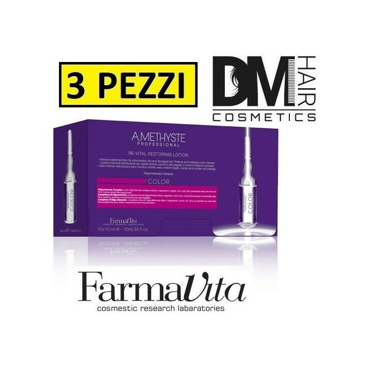 FarmaVita-3 pezzi Farmavita amethyste COLOR restoring lotion 10x10ml fiale per capelli colorati-63,99 €