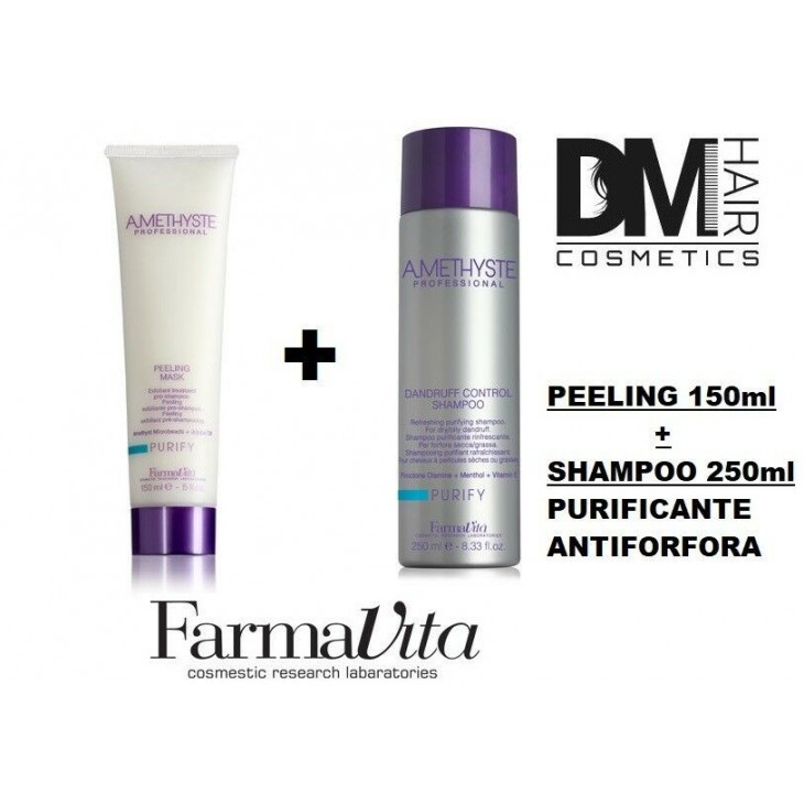 FarmaVita-Farmavita amethyste kit purify peeling scrub 150ml + shampoo 250 set antiforfora-22,50 €