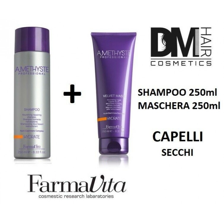 FarmaVita-Farmavita amethyste hydrate shampoo 250ml + mask 250ml maschera nutriente top-22,50 €