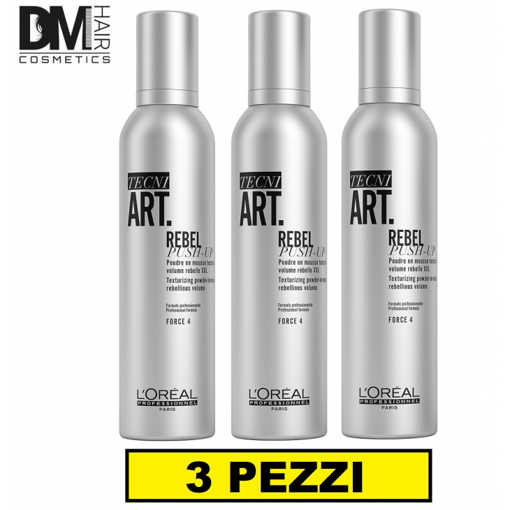 L'oreal-3 pezzi L'oreal tecni art rebel push-up 250ml polvere in mousse volumizzante-35,99 €