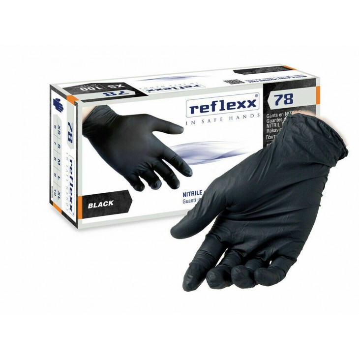 -Reflexx 78 Guanti in nitrile Nero 100pezzi Taglia M Senza polveri-9,90 €